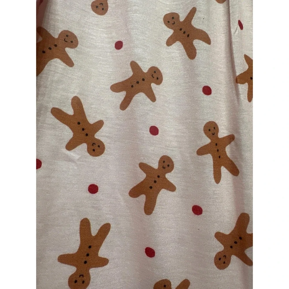 Hanna Andersson Nightgown Girls 10 Pink Gingerbread Man‎ Holiday EUC